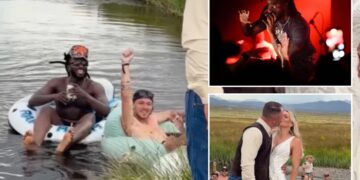 Shaboozey makes surprise wedding cameo while in California river