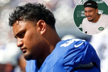 Giants’ Sisi Mauigoa won’t hold back in meeting with Jets linebacker brother
