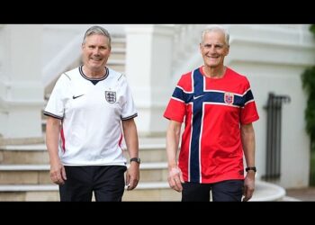 UK and Norway leaders don national team shirts ahead of World Cup clash