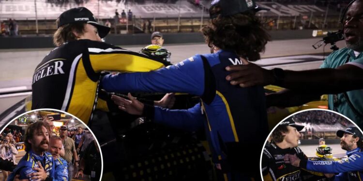 NASCAR stars Carson Hocevar, Ryan Blaney brawl on pit road after Bristol night race