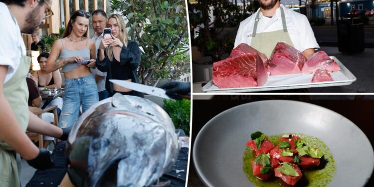 Uchi West Hollywood turns 216-pound bluefin tuna into live sushi show