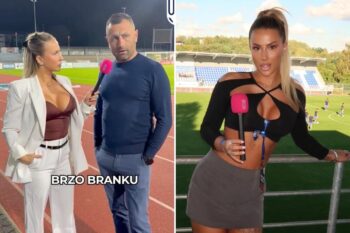 Czech soccer coach David Oulehla goes viral for awkward interview as he fails to look at glamorous reporter Sabina Jaksova
