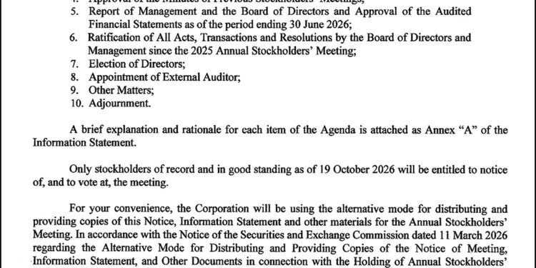 Alternergy Holdings Corp. to hold Annual Stockholders’ Meeting on Nov. 10