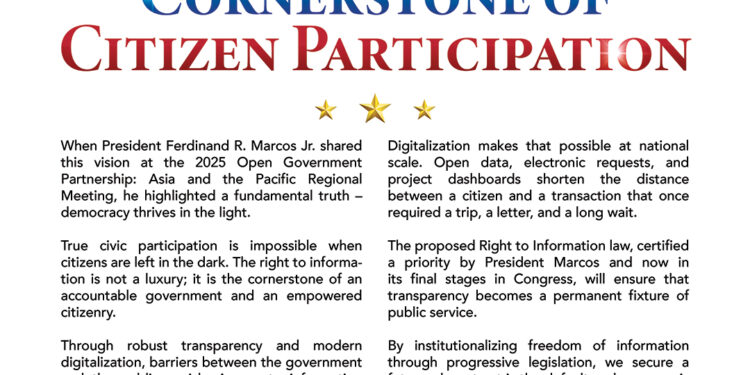 Access to information is cornerstone of citizen participation Access to information is cornerstone of citizen participation