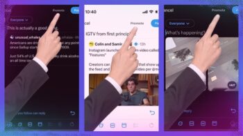 X’s giant pointing hand nudges users toward paid post promotion