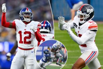 Giants rookie ‘baptized by fire’ defending Matthew Stafford